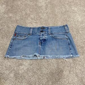 Y2K Vtg grunge streetwear Hollister Denim mini Skirt Sz 9 Frayed Hem Distressed
